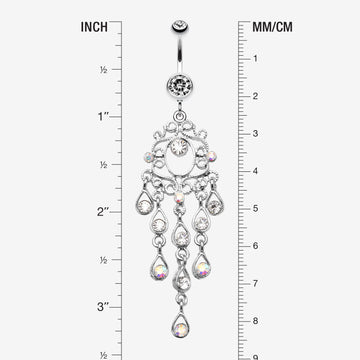 Detail View 1 of Classic Chandelier Sparkle Belly Ring-Clear Gem